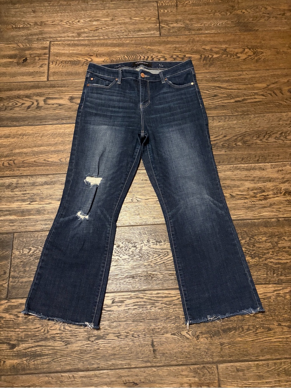 Liverpool Dark Blue Distressed Flared Jeans